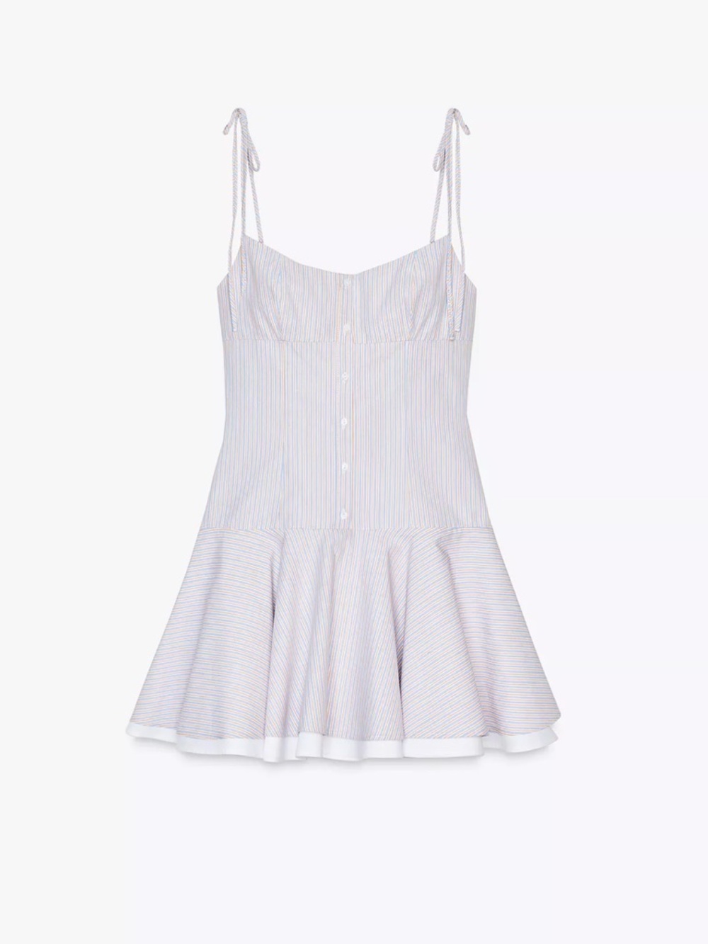 Zara medium short Striped Tie-Shoulder Sundress pastel blue white red